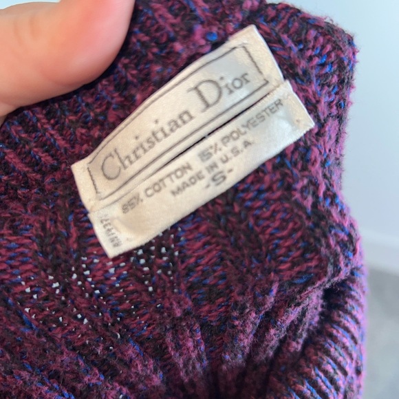 VINTAGE CHRISTIAN DIOR PURPLE KNIT SWEATER - Picture 2 of 13